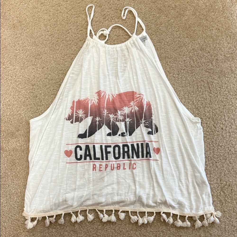 Charlotte Russe White California Republic Tank Top